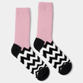 Chaussette Motif Zigzag noir et blanc, Chevron, rose (Droite)