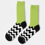 Chaussette Motif Zigzag noir et blanc, Chevron, Vert (Gauche)