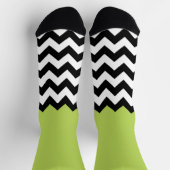 Chaussette Motif Zigzag noir et blanc, Chevron, Vert (Haut)