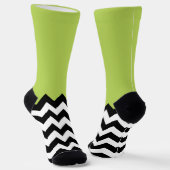 Chaussette Motif Zigzag noir et blanc, Chevron, Vert (Angulaire)