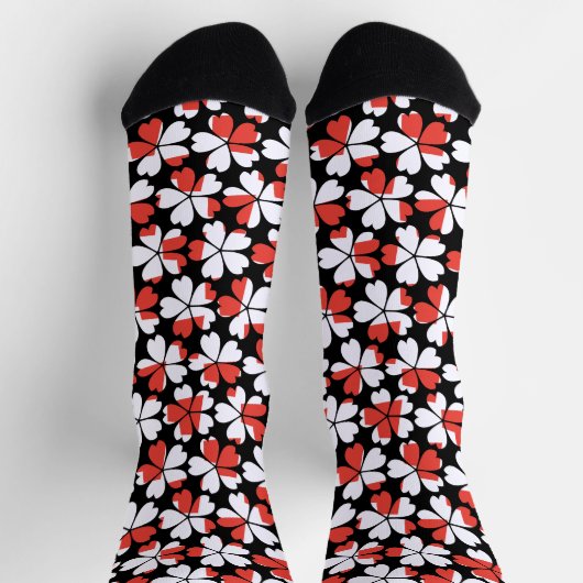 Chaussette Motifs de fleurs blanches rouges mignons (Haut)