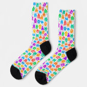 Chaussette Motifs de monstres pixelisés colorés mignons (Gauche)