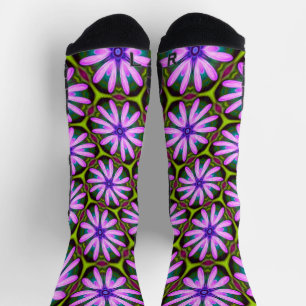 Chaussette Motifs marguerite violet