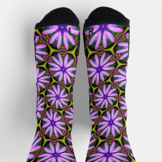 Chaussette Motifs marguerite violet (Haut)