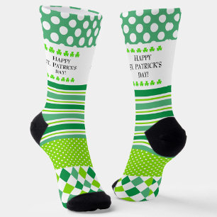 Chaussette Motifs verts et blancs fous