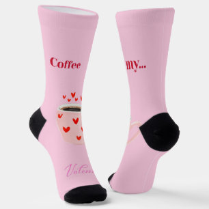 Chaussette Mug à café rose pour la Saint-Valentin avec des cœ