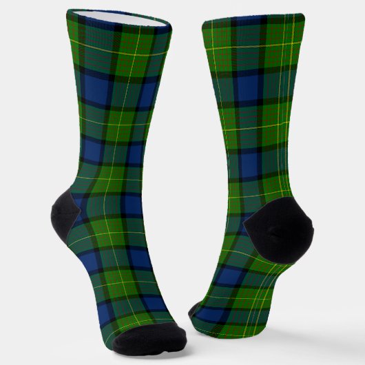 Chaussette Muir Moore écossais vert bleu plaid (Angulaire)