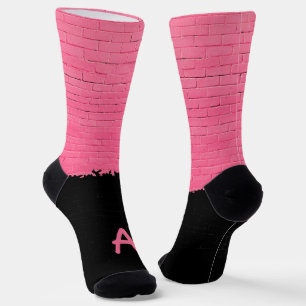 Chaussette Mur en briques peint Monogramme