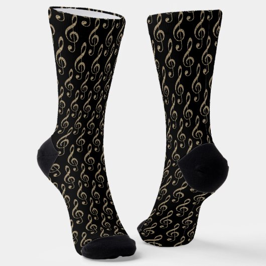Chaussette Music Clef Pattern in Gold (Angulaire)