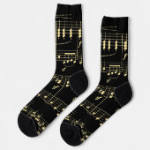 Chaussette Musique d'or en noir (Gauche)