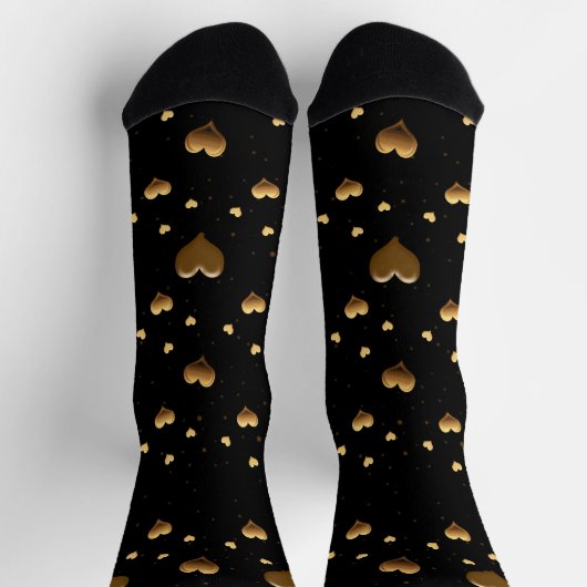 Chaussette My Love Elegant Gold Hearts on Black (Haut)