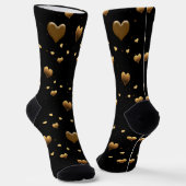 Chaussette My Love Elegant Gold Hearts on Black (Angulaire)
