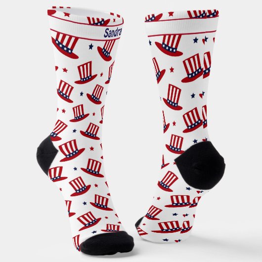 Chaussette Name, Uncle Sam Red White Blue Top Hat (Angulaire)