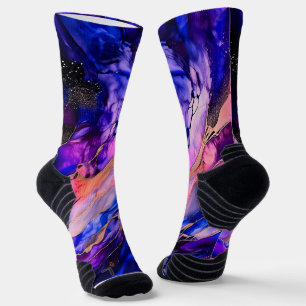 Chaussette Nebula de l'espace violet dans l'encre d'alcool