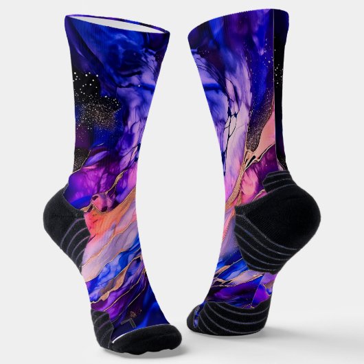Chaussette Nebula de l'espace violet dans l'encre d'alcool (Angulaire)