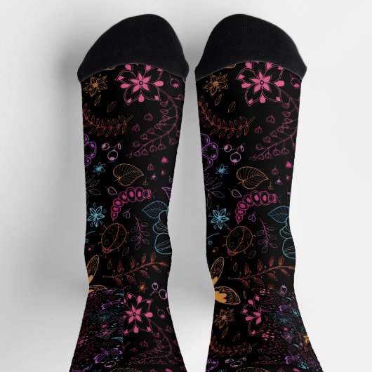 Chaussette Neon Floral Butterfly Crew Socks (Haut)