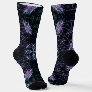Chaussette Neon Galaxy Mandala avec lumière futuriste