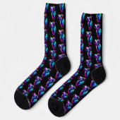 Chaussette Neon Glow Wolf Head sur noir (Gauche)