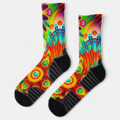 Chaussette Neon Psychedelic Abstrait Cool mignon Fractal (Gauche)