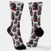 Chaussette Ninja Girls Anime With Text Pattern Design