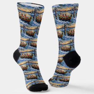 Chaussette Noël Bateau de vacances Retriever du Labrador
