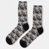 Chaussette Noël Bateau de vacances Weimaraner (Gauche)