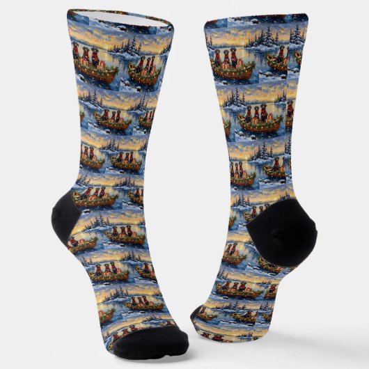 Chaussette Noël Bateau de vacances Weimaraner (Angulaire)