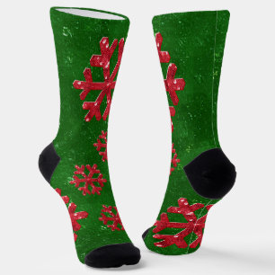 Chaussette Noël de flocon de neige à l'air rouge