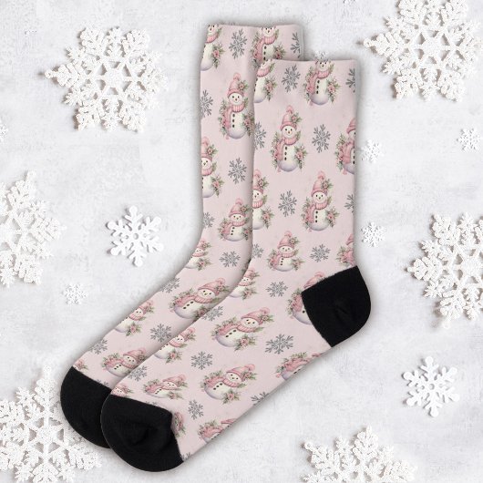 Chaussette Noël des motoneiges d'hiver rose