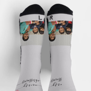 Chaussette Noël double face avec deux photos de famille perso