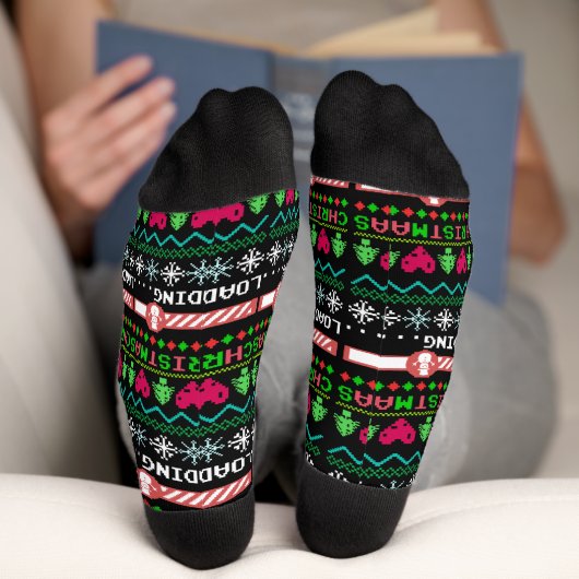 Chaussette Noël est en train de charger amusant laide de Noël (Fond)