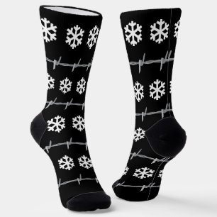 Chaussette Noël Goth Punk Festif Fil de Fer Barbelé