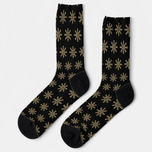 Chaussette Noël minimaliste des flocons de neige noirs et d'o