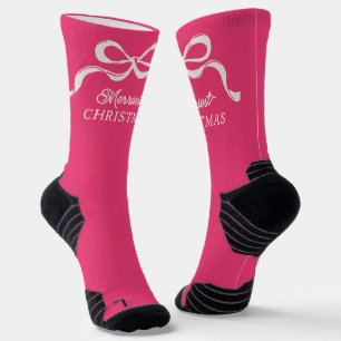 Chaussette Noël Moderne Rubans Roses Rétro Fêtes