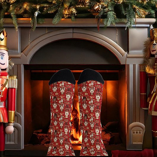 Chaussette Noël motif des noix de cou rouges