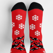 Chaussette Noël Orca Killer Whales et Snowflakes Rouge (Haut)