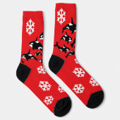 Chaussette Noël Orca Killer Whales et Snowflakes Rouge (Droite)