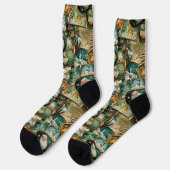 Chaussette Noël Rétro Vintage : Collage Vert (Gauche)