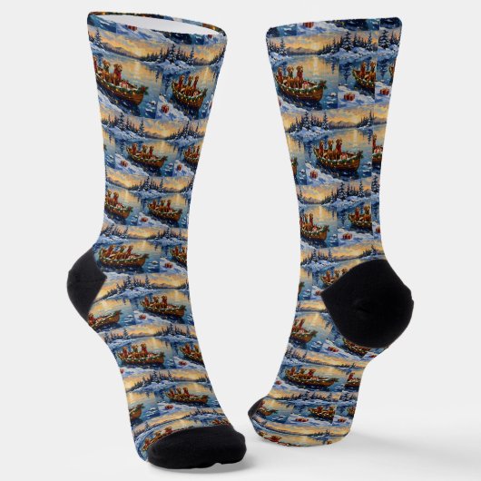 Chaussette Noël Rhodesian Ridgeback Bateau Vacances (Angulaire)