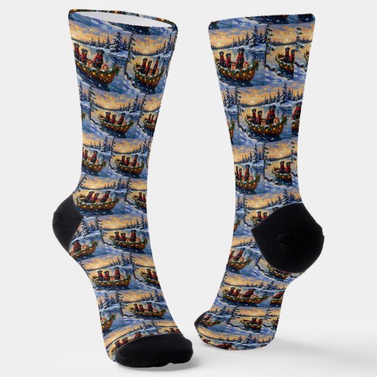 Chaussette Noël Rottweiler Bateau Fêtes (Angulaire)