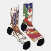 Chaussette Noël Vintage, Jolly Santa Claus avec Sleigh (Droite)
