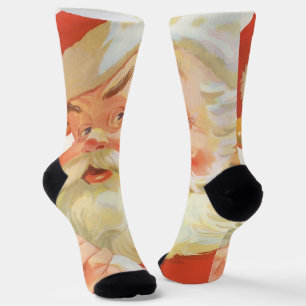 Chaussette Noël vintage, joyeux Père Noël avec un secret