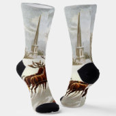 Chaussette Noël vintage, Saint Nicolas sur le toit (Angulaire)