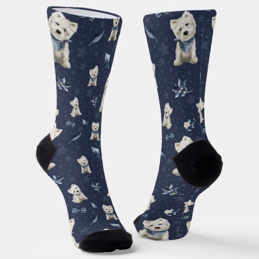 Chaussette Noël Westie blanc (Angulaire)