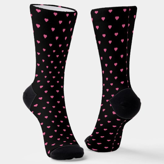 Chaussette noir avec coeur rose (Angulaire)