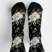 Chaussette Noir avec Mariage blanc Motif de bouquet Floral (Haut)
