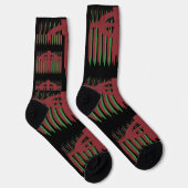 CHAUSSETTE NOIR AVEC PLUM ET MOTIF VERT (Droite)