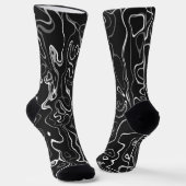 Chaussette Noir blanc damas abstraits tourbillons cool motif (Angulaire)