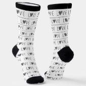 CHAUSSETTE NOIR & BLANC MINCE STRIPE VALENTINE'S DAY MODERN (Angulaire)