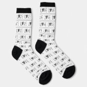 CHAUSSETTE NOIR & BLANC MINCE STRIPE VALENTINE'S DAY MODERN (Droite)